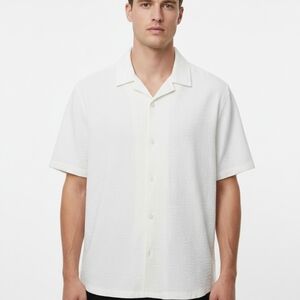 H&M White Casual Button Down Shirt